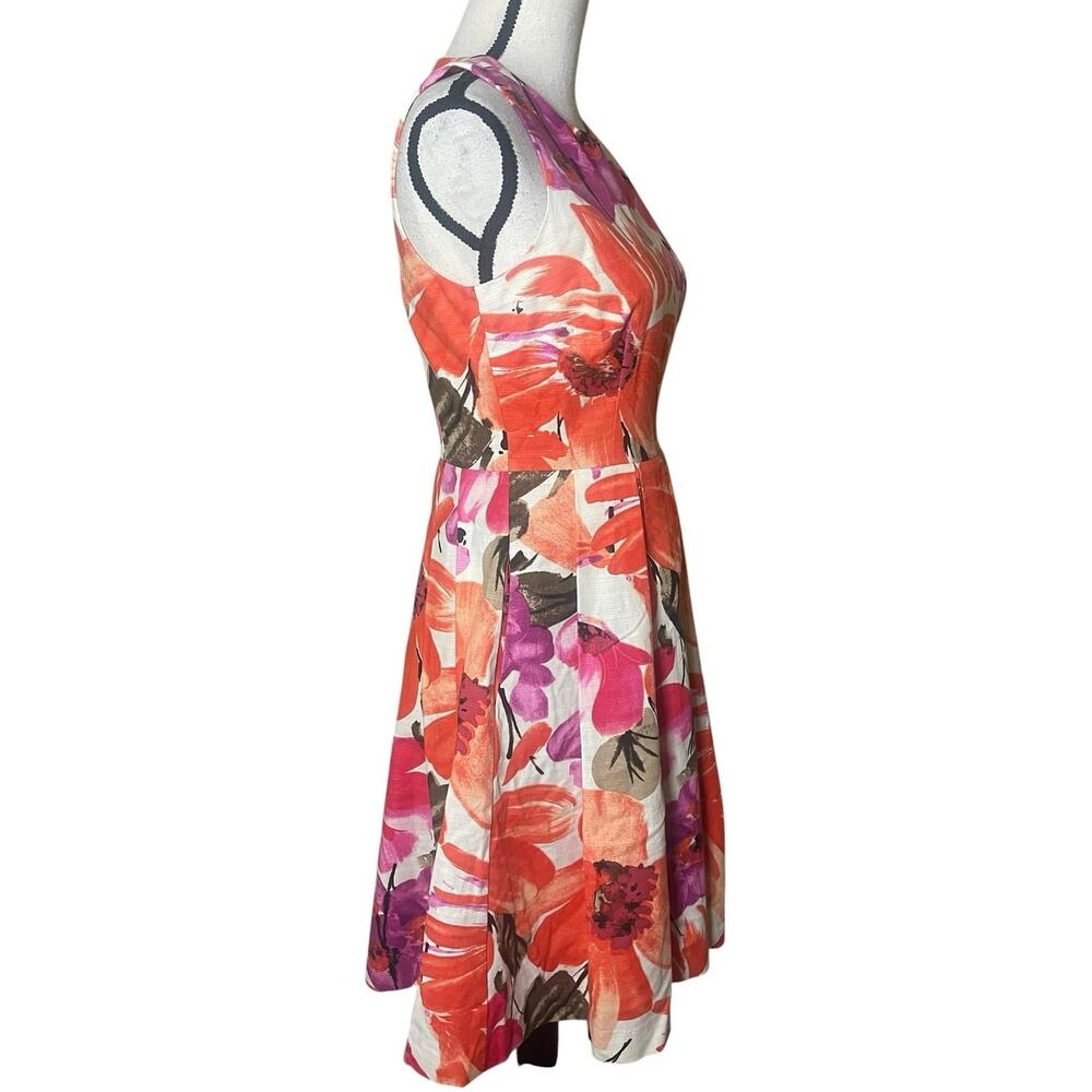 Eliza J Floral Fit & Flare Pleated Dress Pockets Size 2 Garden Party Feminine - Picture 3 of 11